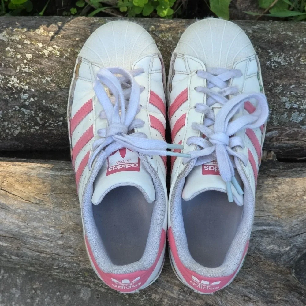 Adidas Originals Superstar Girls Kids Shoes Sneakers White Pink‎ Size US 5